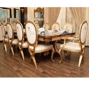 Table à manger au Design moderne avec chaises, aspect italien, sculpté à la main, ensemble de salle à manger de luxe de Style moderne - Product Image 1