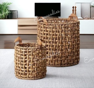 Cesta de Almacenamiento Tejida a Mano de Bambú Ecológico al Mejor Precio, para Ropa y Lavandería, Diseño Moderno para Armario del Hogar - Product Image 2