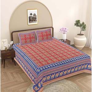Juego de Sábanas Super King Azul 100% Algodón 240 Hilos con 2 Fundas de Almohada, Motivos Étnicos, 3 Piezas para el Hogar-SHKV1089 - Product Image 1