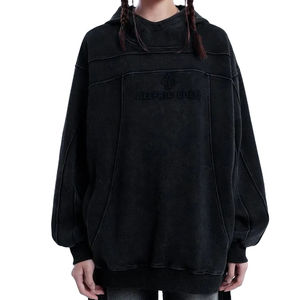 Sweat à capuche en molleton délavé pour homme, style tendance, fabrication directe d'usine, vêtements décontractés avec impression personnalisée, faible MOQ, basiques d'hiver, 100% coton mélangé - Product Image 2