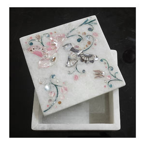 Factory Direct Supply of Pure White Marble Polished Mix Color Sea Shell Inlaid Work <b>Sweet</b> <b>Boxes</b> for Sale - Product Image 1