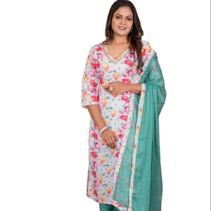 Conjuntos Kurti de algodón cosido de nuevo diseño 2024, ropa de fiesta de rayón de alta calidad, venta y fabricación a granel de La India - Product Image 1