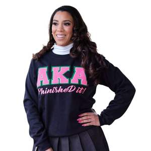 Greek Black XAKA Sweatshirt Unisex Casual Fleece Pullover with Pink and <b>Green</b> Lettering, Comfortable Graduation & Streetwear <b>Top</b> - Product Image 2