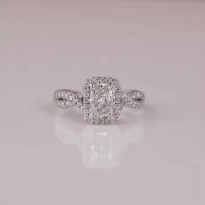 Anillo de compromiso de ajuste de racimo de diamantes creado en laboratorio de corte radiante 10/14/18 KT anillo de diamante de conflicto chapado en oro sólido India - Product Image 6