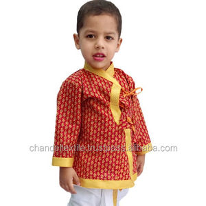 Robe traditionnelle indienne pour enfants, vêtements pour garçons, motif traditionnel ethnique Rajasthani, ensemble Dhoti - Product Image 3