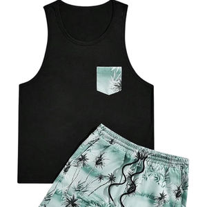 Conjunto de dos piezas lavado con ácido personalizado para hombre 100% algodón Sun-Faded Oversized Boxy Fit camiseta y pantalones cortos a juego con impresión personalizada. - Product Image 5