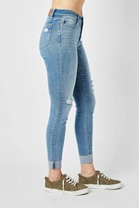 Casual High Waist Straight <b>Jeans</b> for <b>Women</b> Plus Size Solid Colour Pants in Hip Hop Style Skinny Fit Medium Washed Denim - Product Image 4