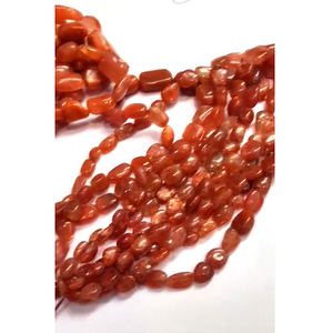 12 brins de pépites ovales de pierre de soleil naturelle perles lisses 2700 ct lot Iroc ventes 16 pouces de longueur perles de pierre de soleil orange - Product Image 5