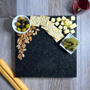 Planche à découper en marbre noir pour la cuisine, pour couper les légumes, la viande, les fruits, servir des collations, faire de la pâtisserie et des pique-niques en plein air, en provenance d'Inde - Product Image 5