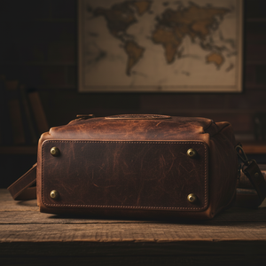Trousse de toilette en cuir véritable rustique Sac de rasage pour hommes Organisateur en cuir vintage Trousse de toilette pour hommes pour voyageurs - Product Image 3