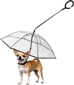 Paraguas Plegable Impermeable de PVC para Perros Pequeños con Agarre Antideslizante y Correa Ajustable - Diseño Transparente para Uso en Exteriores en Días Lluviosos - Product Image 1