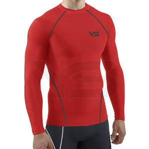 Chemises de compression de gymnastique pour hommes à séchage rapide et de couleur unie légère coupe ajustée à manches courtes et longues avec motif imprimé unique - Product Image 6