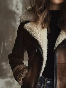 2025 Top Quality Genuine Sheepskin <b>Shearling</b> <b>Jacket</b> Customized Logo and Size Brown Classic Aviator <b>Bomber</b> <b>Jacket</b> - Product Image 2