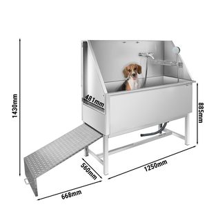 Bañera para Peluquería Canina - con Rampa, Grifo Mezclador y Base Perforada de Acero Inoxidable - Product Image 2