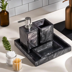 Resin Bathroom Set Standard Bathroom Products Modern Look Epoxy Resin Bathroom Set Of 4PCS - Product Image 2