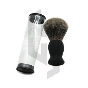 Brocha de Afeitar de Lujo para Hombre Shave Edge, con Pelo de Texugo Silvertip, Base de Acero Inoxidable y Latón, y Mango de Madera con Acabado Metálico Antiguo - Product Image 1
