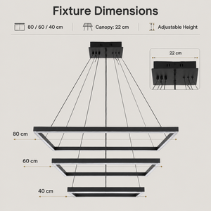 Modern Metal <b>Ring</b> Chandelier 130W LED Three <b>Rings</b> Tri Color Dimmable Remote Adjustable Height For Indoor Dining Room - Product Image 4