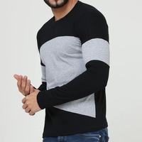 T-shirt moderne pour homme à manches longues, conçu avec des panneaux de couleur distinctifs et un tissu léger pour un confort quotidien