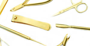 ชุดอุปกรณ์ทำเล็บมืออาชีพเคลือบทองสำหรับอุตสาหกรรมความงาม กรรไกรตัดเล็บ - Product Image 2