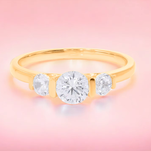 Diamant Chef-d 'œuvre 0.90Ct Diamant Rond de Laboratoire 3 Pierre Bague de Fiançailles en Or 14K Vente en Gros OEM - Product Image 1