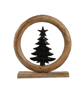 Produit de haute qualité en aluminium coulé ange finition argentée dans une bague en bois artisanat de Noël décoratif de haute qualité à vendre - Product Image 5