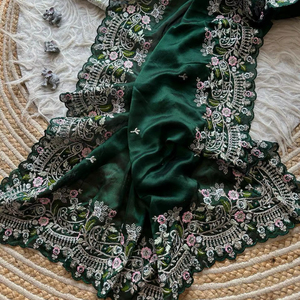 Showstopper moda diseñador indio suave Rangoli seda Sari última blusa exclusiva calidad superior nupcial étnico fiesta desgaste mujeres - Product Image 1