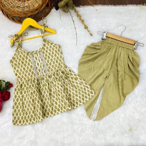 Ensemble Kurti Dhoti pour enfants Shoryam Fashion, moderne et orné, pour filles, qualité d'exportation, commandes en gros pour Diwali, mariages et fêtes - Product Image 1