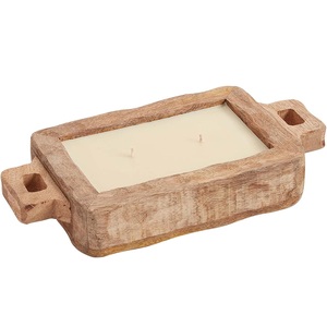 Bougeoir en bois au design rustique coulé à la main avec mèches simples remplies de cire pour la décoration intérieure de Noël Ambiance relaxante aux chandelles - Product Image 3