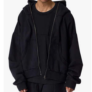 Sudadera con capucha y cremallera de gran tamaño para hombre, sudaderas con capucha personalizadas de Terry para hombre, chaqueta con capucha y cremallera completa, sudadera de algodón orgánico con capucha - Product Image 1