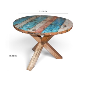 Handcrafted Eco-Friendly Durable Solid Teak <b>Wood</b> <b>Dining</b> <b>Table</b> Cross <b>Leg</b> Multicolor Rustic Antique 6 Seater Home Furniture - Product Image 1
