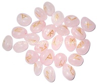 Fournisseurs 25pcs cristal naturel Rune Wicca énergie pierres Reiki dégringolé gravé lettrage cristal Rune Set