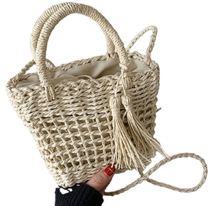 กระเป๋าสานมือข้างหนึ่งสำหรับผู้หญิงกระเป๋าฟางถักโครเชต์กระเป๋าชายหาดส่งตรงจากผู้จำหน่ายอินเดีย - Product Image 1