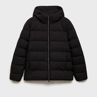 Veste matelassée enduite de haute qualité pour homme, couleur noire, manches longues, fermeture éclair, coupe-vent, respirante, style streetwear pour hommes adultes