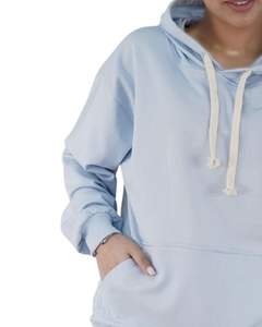 Sweat-shirt à capuche bleu clair pour femme, surdimensionné, chaud, en polaire, avec capuche, doux, vêtement d'hiver décontracté, cordon de serrage, poche kangourou - Product Image 3