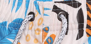 Short de plage 100% coton pour homme, décontracté, extensible dans les 4 sens, motif uni imprimé par sublimation, fermeture à cordon de serrage - Product Image 3