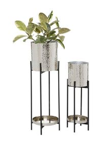 Venta al por mayor hecha a mano de plata lujosa maceta contemporánea de metal decoración de plantas de jardín transforma tus espacios de vida con nuestra maceta - Product Image 2