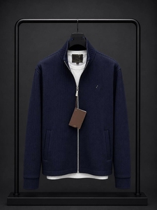 <b>Men's</b> <b>White</b> Cotton Puffer <b>Jacket</b> Stand Collar Zipper Closure Casual Knitted Solid Color Winter Wear Waterproof Nonwoven Front - Product Image 2