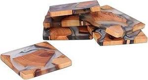 Premium Epoxy Resin <b>Coaster</b> <b>Set</b> <b>with</b> <b>Holder</b> Custom Designs OEM/ODM Service - Product Image 5