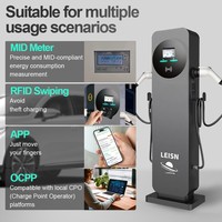 Nouvelle borne de recharge pour véhicules électriques à double pistolet AC 7kW+7kW 11kW+11kW 22kW+22kW Station de recharge pour véhicules électriques commerciaux Montage sur colonne Écran tactile 5 pouces