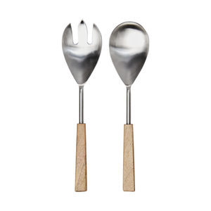 Servidores de ensalada de acero inoxidable Diseño hecho a mano Mango Plata Pulido Diseñador Ensalada Sirviendo Cuchara Tenedor Boda acero espejado - Product Image 1