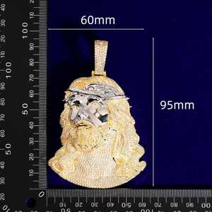 Iced Out Jesus Face moissanite diamante colgante Starling Silver 925 colgante para hombre Hip Hop joyería fina colgantes y dijes regalo - Product Image 3