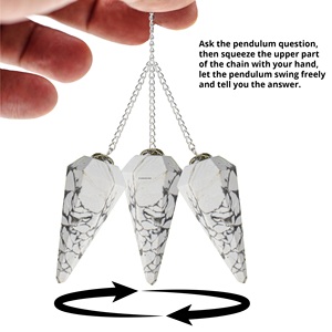 Vente en gros de pendule en cristal howlite, pendule en pierres précieuses, radiesthésie, divination, méditation, chakra, grille de cristal de guérison - Product Image 2