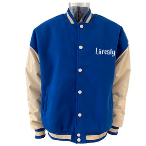 Blousons bombardiers en laine avec logo brodé personnalisé pour hommes veste de baseball pour collège avec manches en cuir PU - Product Image 1