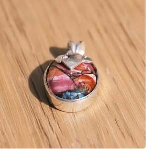 Colgante de Turquesa Rosa Natural con Cobre y Plata de Ley 925, Colgante Hecho a Mano con Diseño Único - Product Image 3