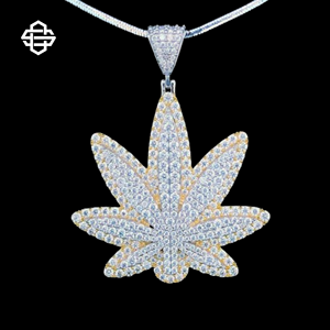 Hiphop diamante Aleación de Metal Iced Out hoja colgante collar personalizado Bling rapero joyería para hombres mujeres Streetwear declaración cadena - Product Image 1