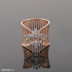 แหวนแต่งงานชุบโรสโกลด์18K สำหรับผู้หญิงได้รับการรับรองจาก IGI เพชรทรงกลมทรงกลมประกายเพชรสองชั้น - Product Image 4