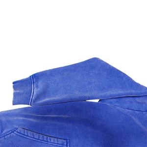 Pull à capuche à la mode bleu délavé à l'acide pour hommes, manches longues, décontracté avec techniques brodées et motif solide - Product Image 4