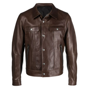 2025 chaqueta de cuero genuino estilo de calle para hombre en marrón OEM chaqueta de cuero de temporada de primavera con SERVICIO EN VENTA chaqueta para hombres - Product Image 1