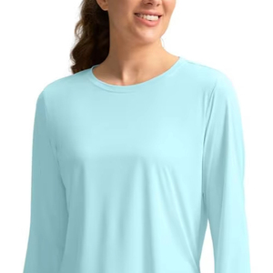 Ropa para actividades al aire libre, cuidado UV, senderismo, ropa ajustada para correr, camisa de manga larga, deporte, informal, suelto, sólido, jersey de moda - Product Image 5