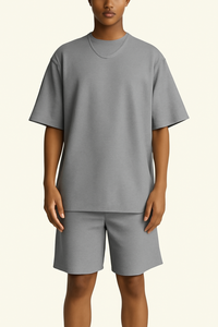Ensemble confortable en velours surdimensionné pour homme-Tenue d'été décontractée coupe-vent et respirante avec t-shirt et short en velours Lounge Wear - Product Image 5